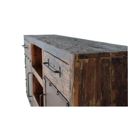 Aparador Madera Recuperada Traviesa Ferrocarril 2 Puertas + 3 Cajones 180x40x90 - Giner y Colomer-8