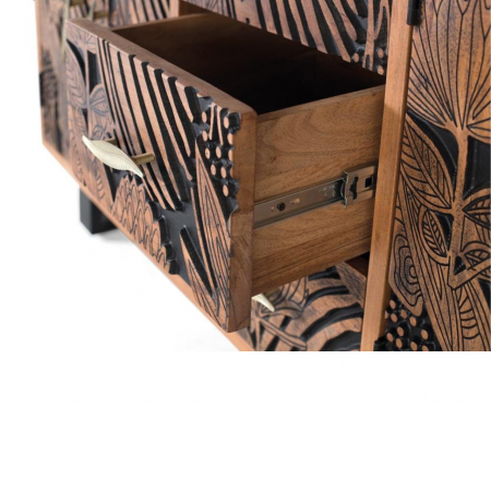 Aparador Madera de Acacia Tallado 4 Puertas + 3 Cajones con Patas de Metal - Giner y Colomer5