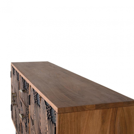 Aparador Madera de Acacia Tallado 4 Puertas + 3 Cajones con Patas de Metal - Giner y Colomer6