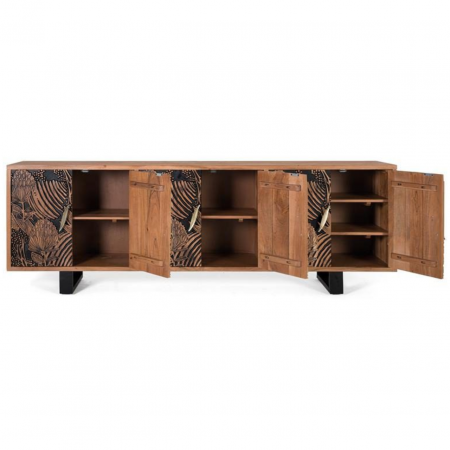 Aparador Madera de Acacia Tallado 6 Puertas con Patas de Metal - Giner y Colomer5