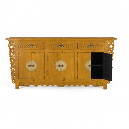 Aparador Madera de Mango 6 Puertas + 3 Cajones Color Mostaza - Giner y Colomer4