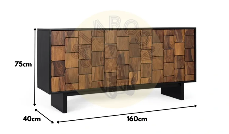 Aparador Madera de Mango Natural 160x40x75 Cm - Giner y Colomer (1)