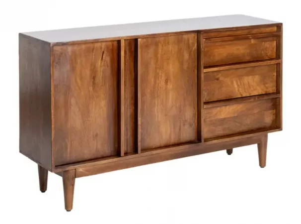 Aparador Madera de Mango con 3 Cajones y 2 Puertas Marron 150x42x87 Cm - IXIA (2)