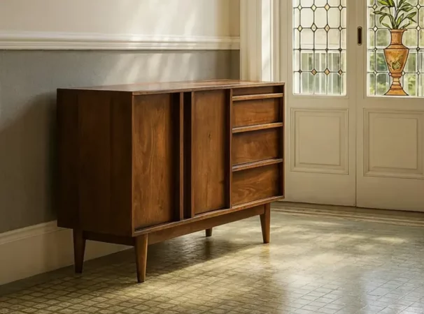 Aparador Madera de Mango con 3 Cajones y 2 Puertas Marron 150x42x87 Cm - IXIA (3)