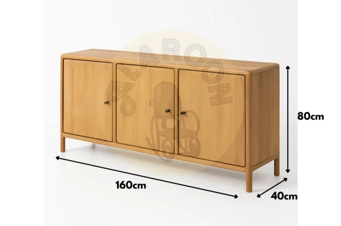 Aparador Madera de Mango con 3 Puertas Natural 160x40x80 Cm - IXIA (1)