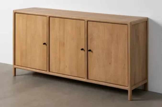 Aparador Madera de Mango con 3 Puertas Natural 160x40x80 Cm - IXIA (2)