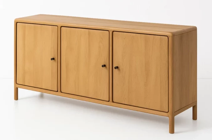 Aparador Madera de Mango con 3 Puertas Natural 160x40x80 Cm - IXIA (4)