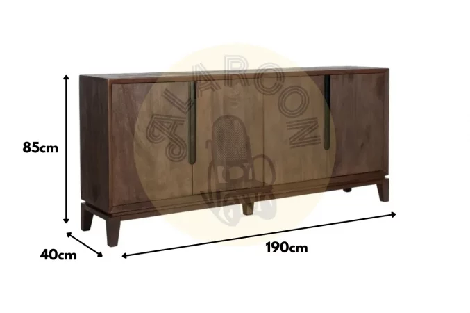 Aparador Madera de Mango con 4 Puertas Marron 190x40x85 Cm - IXIA (2)