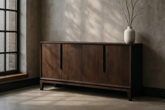Aparador Madera de Mango con 4 Puertas Marron 190x40x85 Cm - IXIA (5)