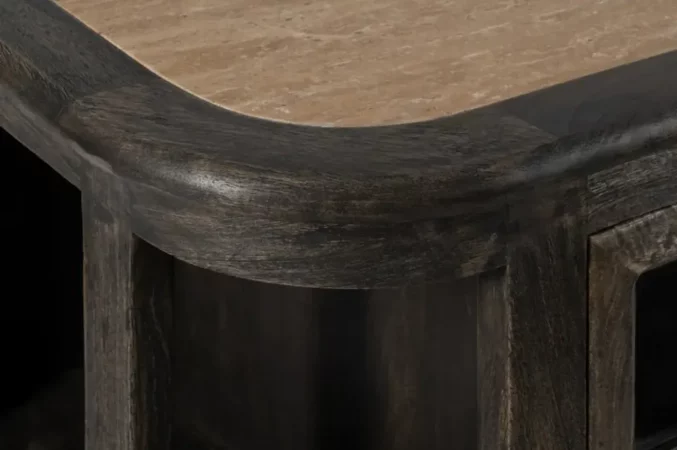 Aparador Madera de Mango y Marmol con 2 Puertas y 2 Cajones Marron 155x51x88 Cm - IXIA (7)