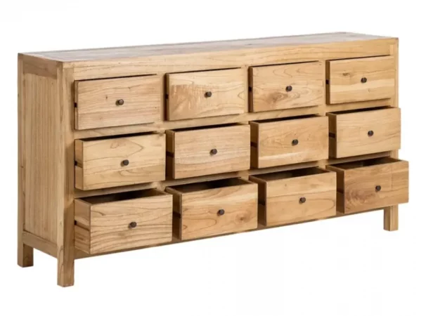 Aparador Madera de Mindi con 12 Cajones Natural 170x40x88 Cm - IXIA (1)