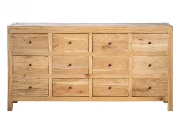 Aparador Madera de Mindi con 12 Cajones Natural 170x40x88 Cm - IXIA (3)