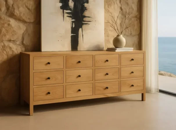 Aparador Madera de Mindi con 12 Cajones Natural 170x40x88 Cm - IXIA (5)