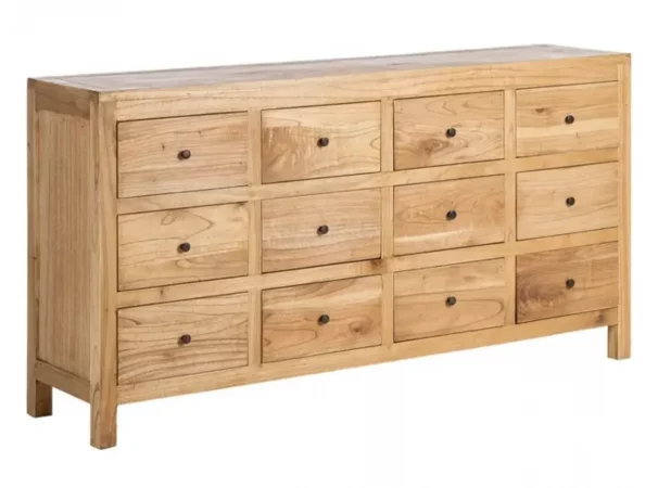 Aparador Madera de Mindi con 12 Cajones Natural 170x40x88 Cm - IXIA (6)