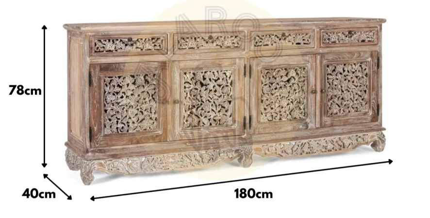 Aparador Madera de Teka 4P+4C 180x40x78 Cm - Giner y Colomer (1)