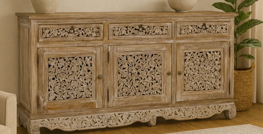 Aparador Madera de Teka 4P+4C 180x40x78 Cm - Giner y Colomer (2)