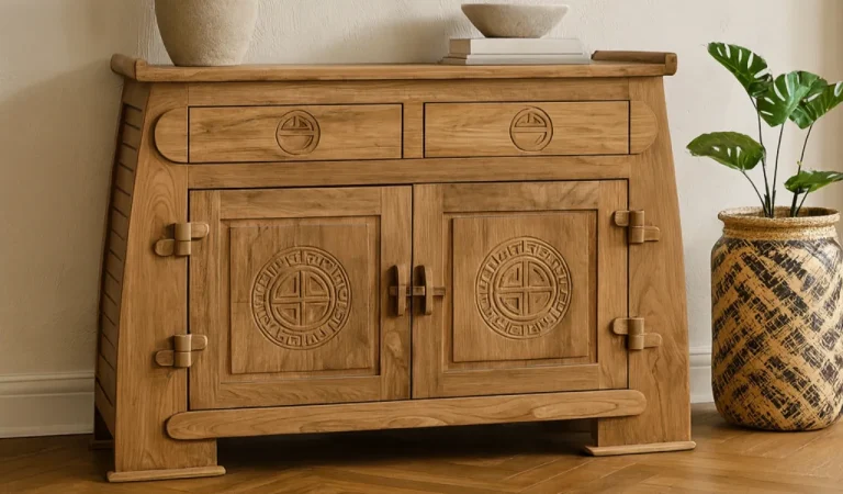 Aparador Madera de Teka Maciza 110x41x77 Cm - Giner y Colomer (1)