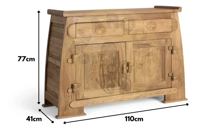 Aparador Madera de Teka Maciza 110x41x77 Cm - Giner y Colomer (7)