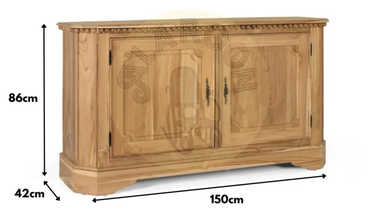 Aparador Madera de Teka Maciza 150x42x86 cm - Giner y Colomer (7)
