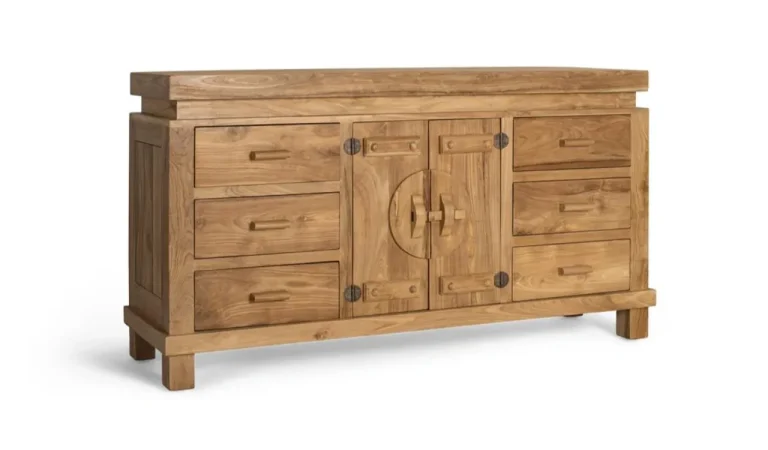 Aparador Madera de Teka Maciza 2P+6C 153x42x82 Cm - Giner y Colomer (3)