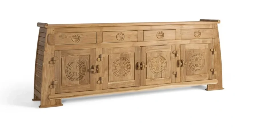 Aparador Madera de Teka Maciza 4P+4C 202x38x78 Cm - Giner y Colomer (3)