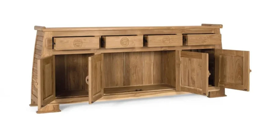 Aparador Madera de Teka Maciza 4P+4C 202x38x78 Cm - Giner y Colomer (5)