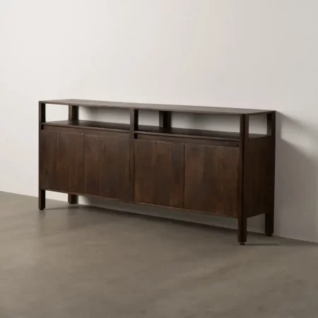 Aparador Marrón de Madera de Mango 4 Puertas 1 Hueco - Ixia (2)