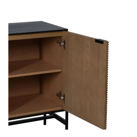 Aparador Metalico Negro de Madera Fresno 2 Puertas 3 Cajones - IXIA (12)