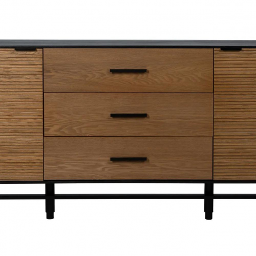 Aparador Metalico Negro de Madera Fresno 2 Puertas 3 Cajones - IXIA (6)