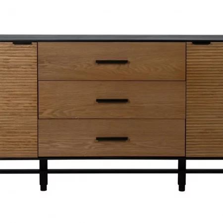 Aparador Metalico Negro de Madera Fresno 2 Puertas 3 Cajones - IXIA (6)