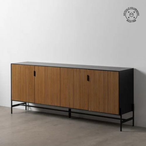 Aparador Metálico Negro y Madera de Fresno 4 puertas - IXIA (2)