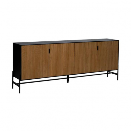 Aparador Metálico Negro y Madera de Fresno 4 puertas - IXIA (4)