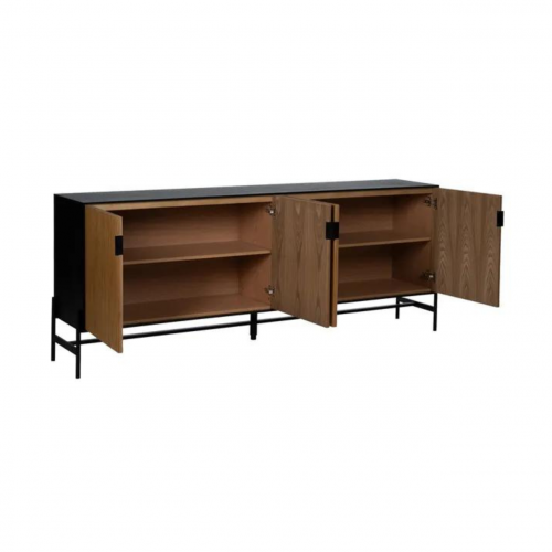 Aparador Metálico Negro y Madera de Fresno 4 puertas - IXIA (5)