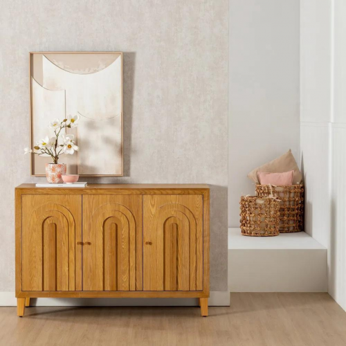 Aparador Natural de Madera de Abeto de 3 Puertas - IXIA (2)