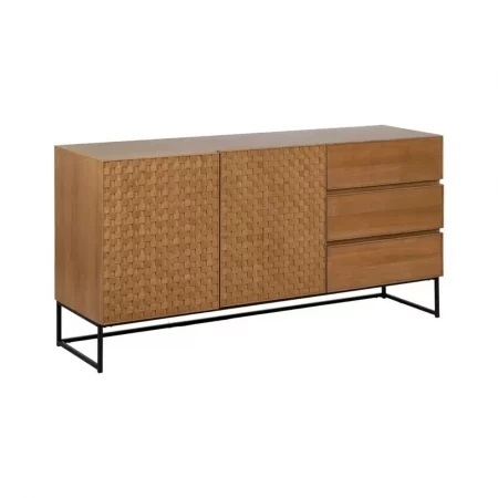 Aparador Natural de Madera de Fresno 2 Puertas 3 Cajones - IXIA (4)