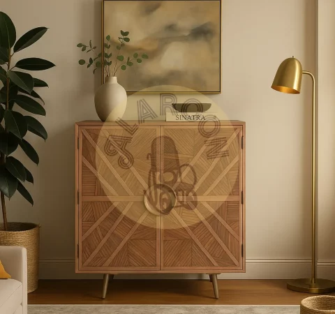 Aparador alto de madera maciza de mango – 110x90x45 cm-MOVIL (3)