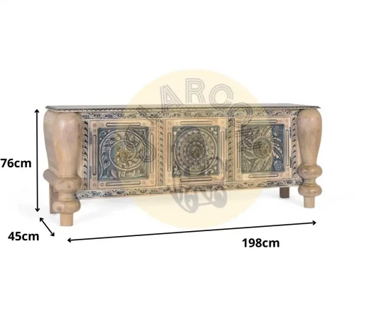 Aparador artesanal de teca tallada a mano – 198 cm-MOVIL (2)