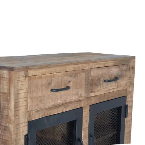 Aparador con 2 Puertas y 2 Cajones de Madera de Mango y Patas de Ruedas de Metal Colección Ireland 100x38x85 - Giner y Colomer (2)