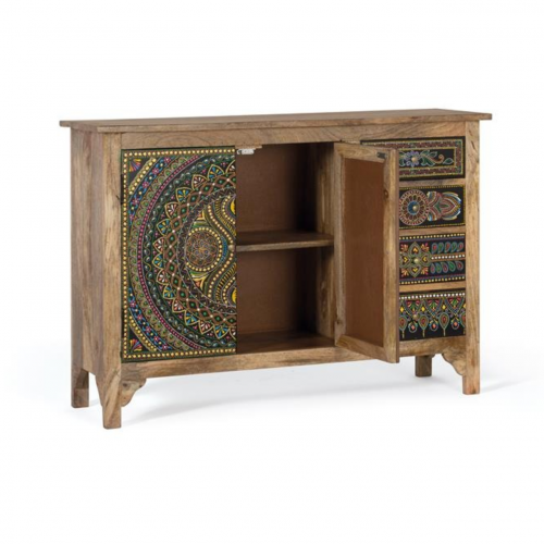 Aparador con 2 Puertas y 4 Cajones Pintado a Mano Madera de Mango - Giner y Colomer - 2