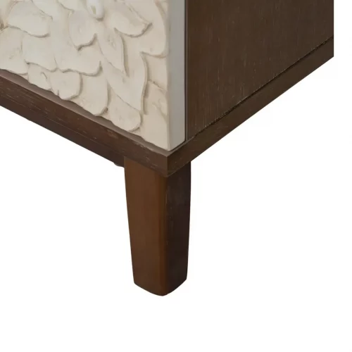 Aparador con Tallado Floreado Blanco y Marrón de Madera de Pino - Ixia (11)