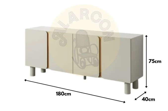 Aparador de DM con 4 Puertas Taupe 180x40x75 Cm - IXIA (3)