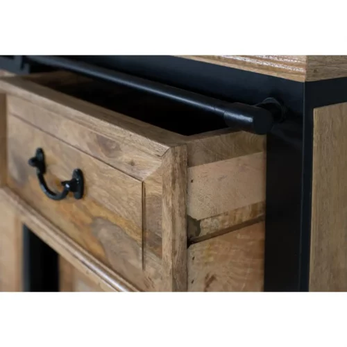 Aparador de Estilo Industrial de Madera de Mango con 6 Cajones y 2 Puertas Corredoras - Giner y Colomer (4)