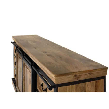 Aparador de Estilo Industrial de Madera de Mango con 6 Cajones y 2 Puertas Corredoras - Giner y Colomer (5)