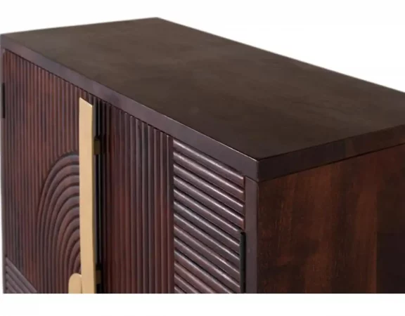 Aparador de Madera Maciza de Mango con Diseño Geométrico - 90x90X43 cm-MOVIL (2)