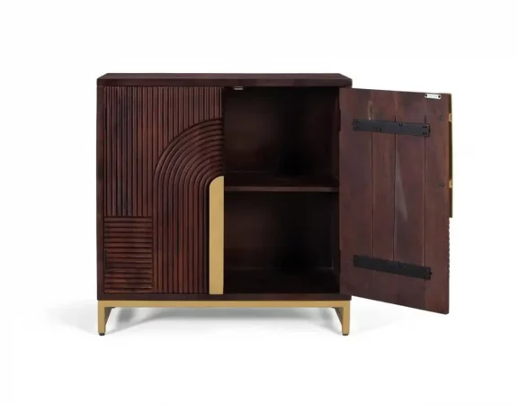 Aparador de Madera Maciza de Mango con Diseño Geométrico - 90x90X43 cm-MOVIL (3)