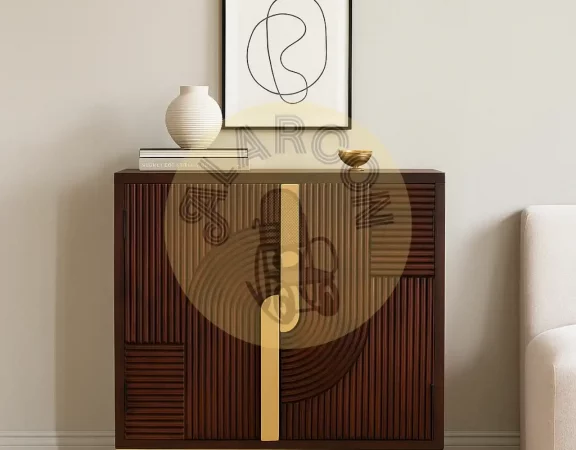 Aparador de Madera Maciza de Mango con Diseño Geométrico - 90x90X43 cm-MOVIL (4)