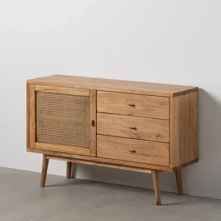 Aparador de Madera Mindi Miel 1 puerta 3 cajones - IXA (2)
