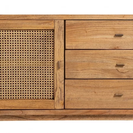 Aparador de Madera Mindi Miel 1 puerta 3 cajones - IXA (7)