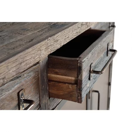 Aparador de Madera Traviesa Ferrocarril Reciclada con 3 Puertas + 3 Cajones - Giner y Colomer (3)