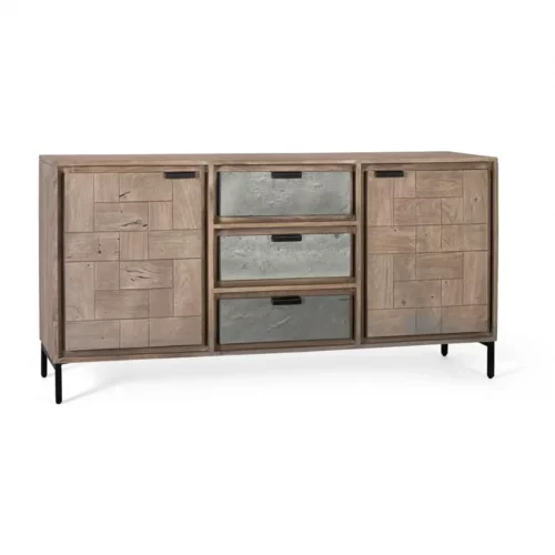 Aparador de Madera de Acacia Contemporanea 3 Cajones de Chapa de Piedra 2 Puertas - Giner y Colomer (2)